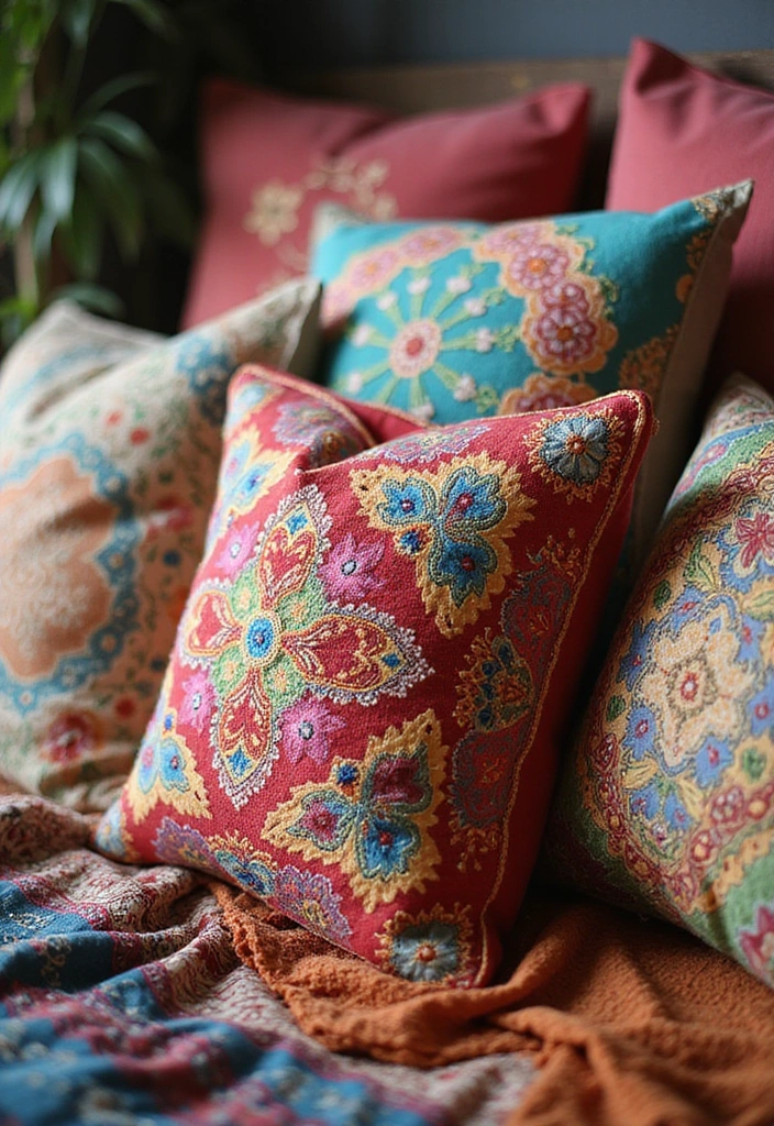 18 Cozy Bedroom Textiles That Will Make You Want to Snuggle All Day Long! - 14. Embroidered Cushion Covers
