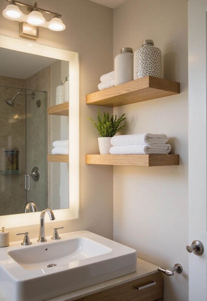 15 Tiny Bathroom Hacks That Maximize Space (Wait Until You See #5!) - 1. Floating Shelves for Vertical Storage