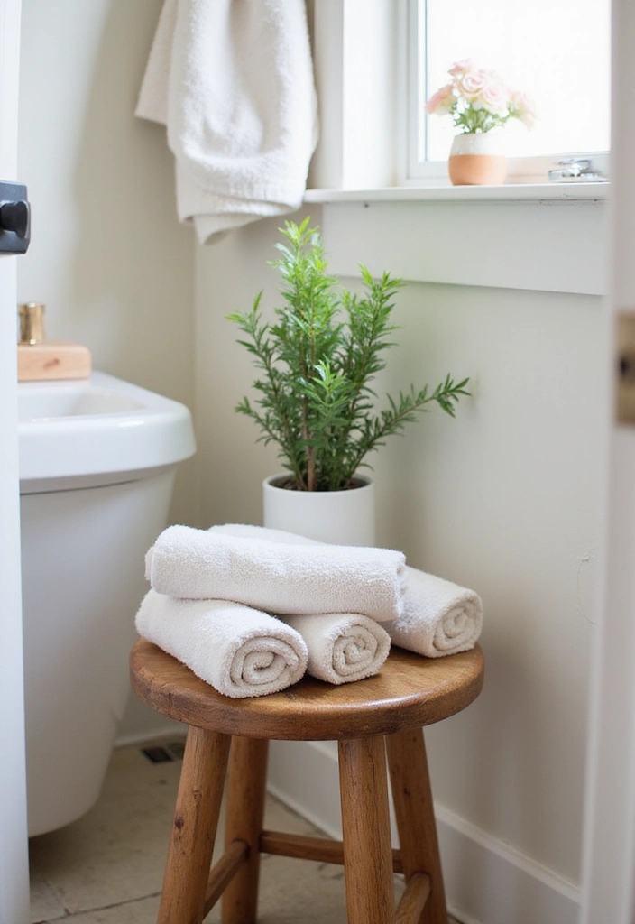 15 Tiny Bathroom Hacks That Maximize Space (Wait Until You See #5!) - 14. Incorporate a Small Stool or Ladder