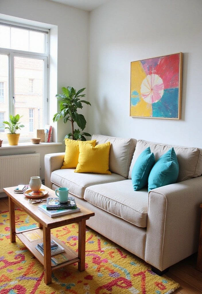 15 Stylish Tiny Apartment Decor Ideas That Won't Break the Bank (#5 Is a Game Changer!) - 9. Colorful Accents